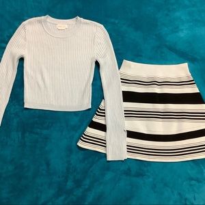 A.L.C Striped Mini Pull On Skirt Lovers + Friends ribbed cropped sweater